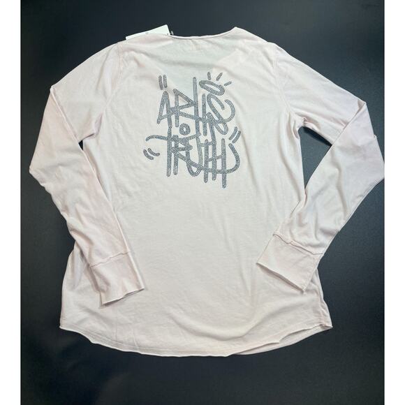 Zadig & Voltaire NWT Tunisien Henley T-Shirt Art is Truth Pink Size Large - Picture 5 of 6